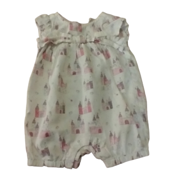 6/$15 Size 6-9 M baby girls fairy tail Castle one piece romper - Picture 1 of 9
